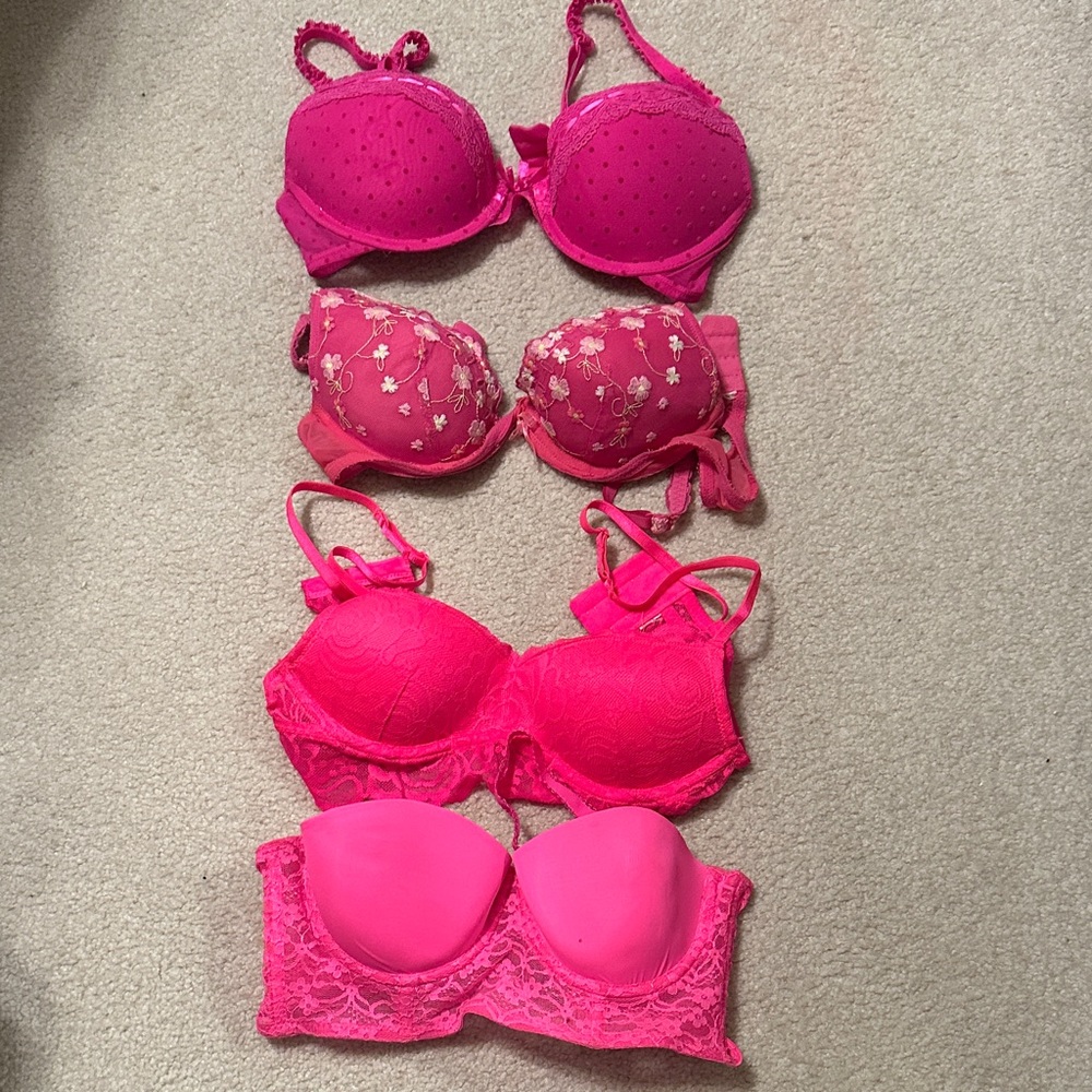 Women's Pink Lace Bra Set